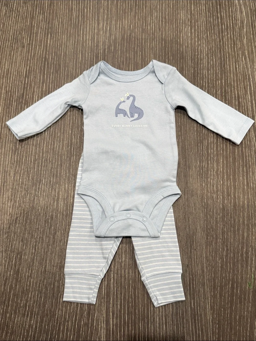 NWT Size 6 months Easter Dinosaur Graphic Blue Long-Sleeve One-Piece pants set